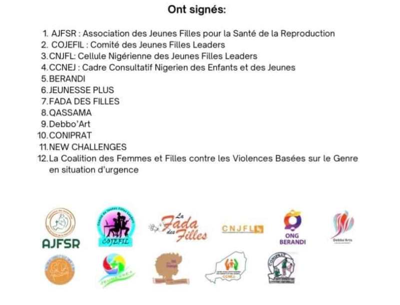 Signature Declaration organisations jeunes Filles et jeunes Femmes du Niger