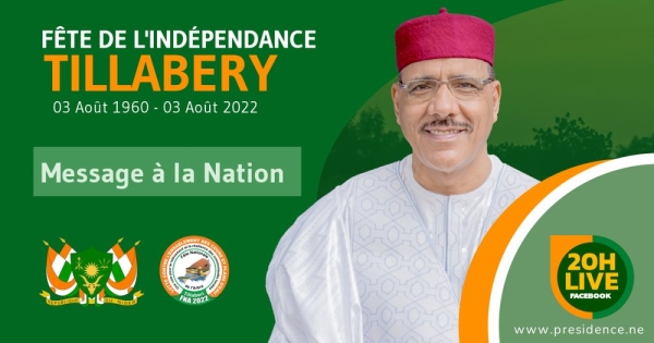Message à la Nation du Président de la République, Chef de l’Etat, SEM. Mohamed Bazoum, à l’occasion du 62ème anniversaire de l’Indépendance du Niger.
